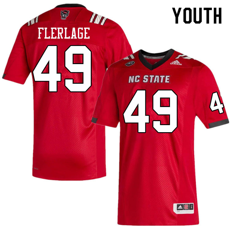 Youth #49 Bernard Flerlage NC State Wolfpack College Football Jerseys Sale-Red - Click Image to Close